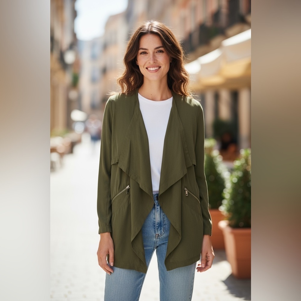 Dynamite Olive Green Open Front Jacket